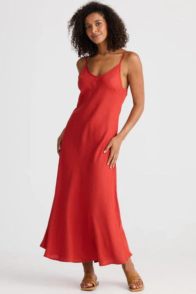 Coco Bias Cherry Linen Dress