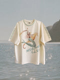 Mermaid Club Slouchy Tee / Cream & Sage
