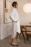 Eadie Lifestyle - Carter Fundamental Linen Shirt Dress - Off White Nutmeg Fine Stripe