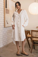 Eadie Lifestyle - Carter Fundamental Linen Shirt Dress - Off White Nutmeg Fine Stripe