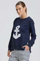 ZIP SIDE NAUTICAL SWEATSHIRT