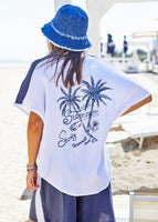 RESORT BEACH SHIRT - WHITE/NAVY