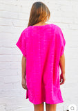 SALT & SUNSHINE TOWELLING COVER-UP - HOT PINK.