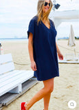 SALT & SUNSHINE TOWELLING COVER-UP - NAVY