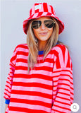 SUMMER CARNIVAL 3/4 SLEEVE SWEAT - PINK/RED
