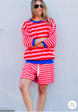 SUMMER CARNIVAL 3/4 SLEEVE SWEAT - PINK/RED