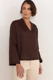 Adorne Luca Linen Chocolate Top