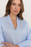 Adorne Luca Linen Blue Top