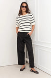 Adorne Kai Cotton Knit Black & Cream