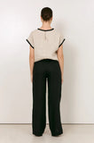 Adorne Side Split Linen Black Pant