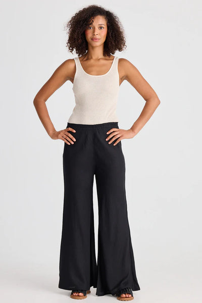 Black Linen Sicily Pant