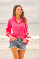 Girlfriend Linen Shirt - Raspberry
