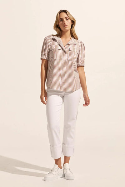 Zoe Kratzmann-Allot Top-Mocha Stripe