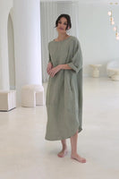 Eadie- The Malle Linen Dress - Pistachio