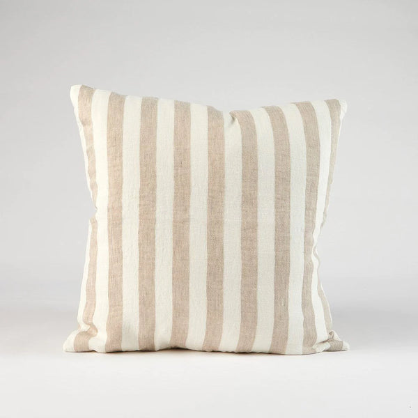 Eadie - Santi Linen Cushion - White/Natural Stripe