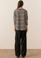 POL-James Striped Long Sleeve Top-Ink/Cream