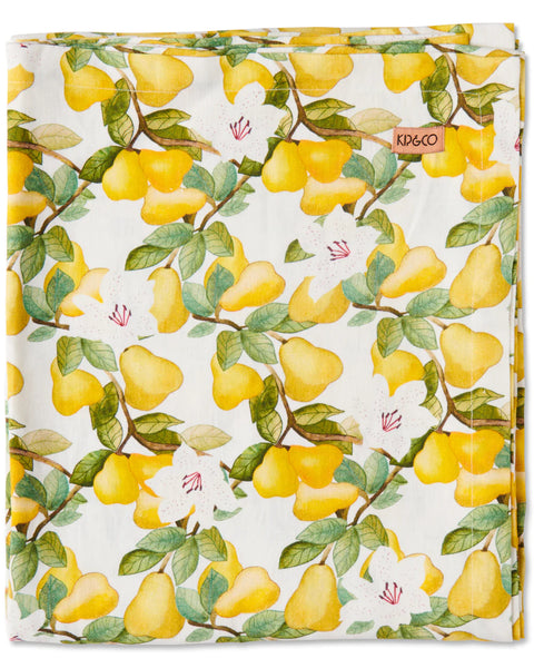 KIP & CO-  Summer Lily white Linen Tablecloth