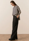 POL-James Striped Long Sleeve Top-Ink/Cream