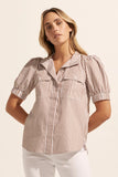 Zoe Kratzmann-Allot Top-Mocha Stripe