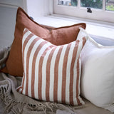 Eadie - Santi Linen Cushion - White/Nutmeg Stripe