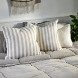 Eadie - Santi Linen Cushion - White/Natural Stripe