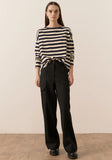 POL-James Striped Long Sleeve Top-Ink/Cream
