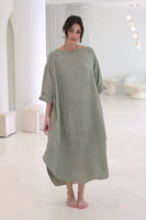 Eadie- The Malle Linen Dress - Pistachio