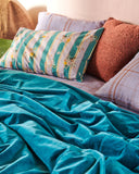 Kip & Co- Lagoon Teal Velvet Bed Linen
