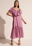 POL- Clover Ruffle Dress- Magenta