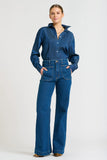 The Penny Pintuck Denim Shirt- Shirty