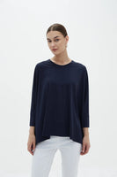 Tirelli oversized scoop neck Top - Navy