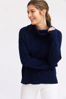 Ribbed Roll Neck French Navy