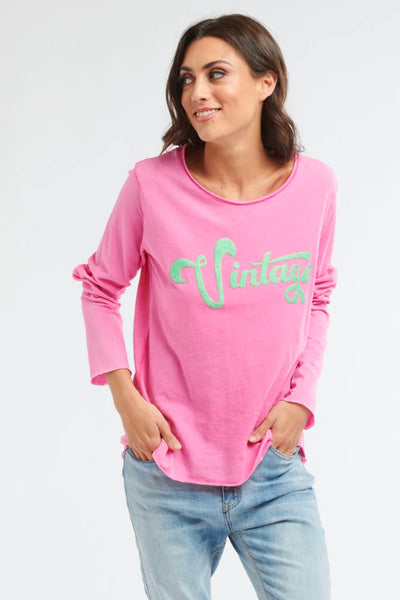 Pink Long Sleeve Vintage Top