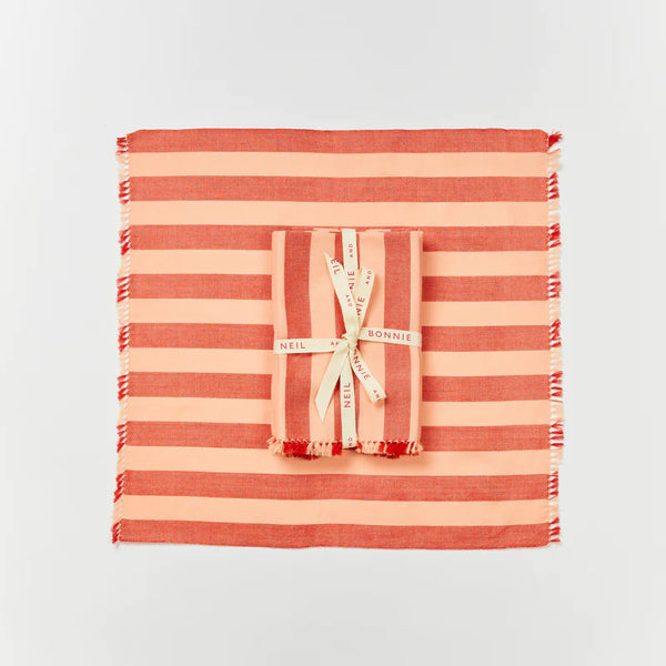 Woven Bonnie & Neil Stripe Red Napkins set 6