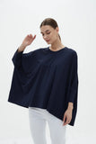 Tirelli oversized scoop neck Top - Navy