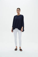 Tirelli oversized scoop neck Top - Navy