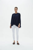 Tirelli oversized scoop neck Top - Navy