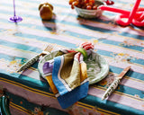 KIP & CO-  MAJORCA STRIPE WOVEN LINEN TABLECLOTH & Tea Towels